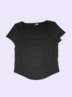 H&M Black Scoop Neck Short Sleeve Tee
